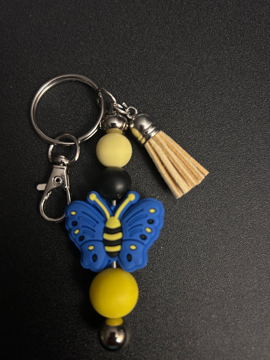 Butterfly - blue and yellow - keychain