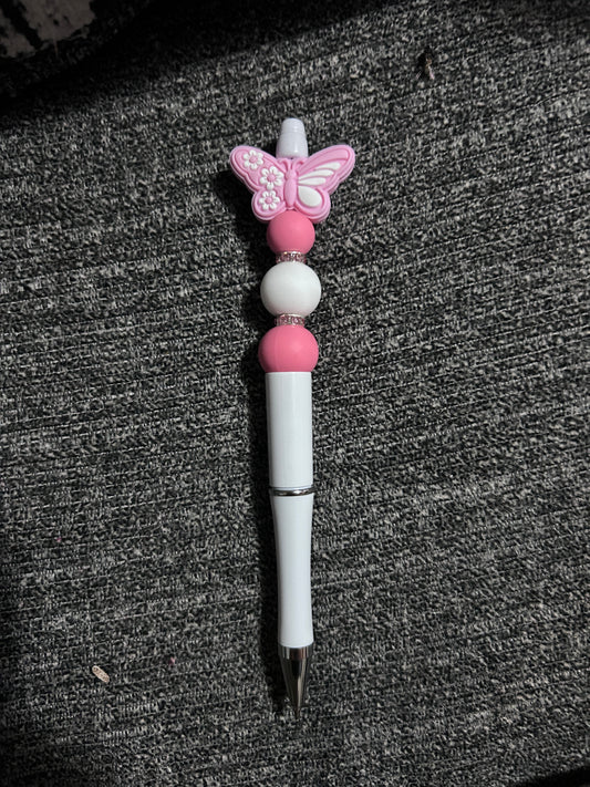 Butterfly - pink and white pen